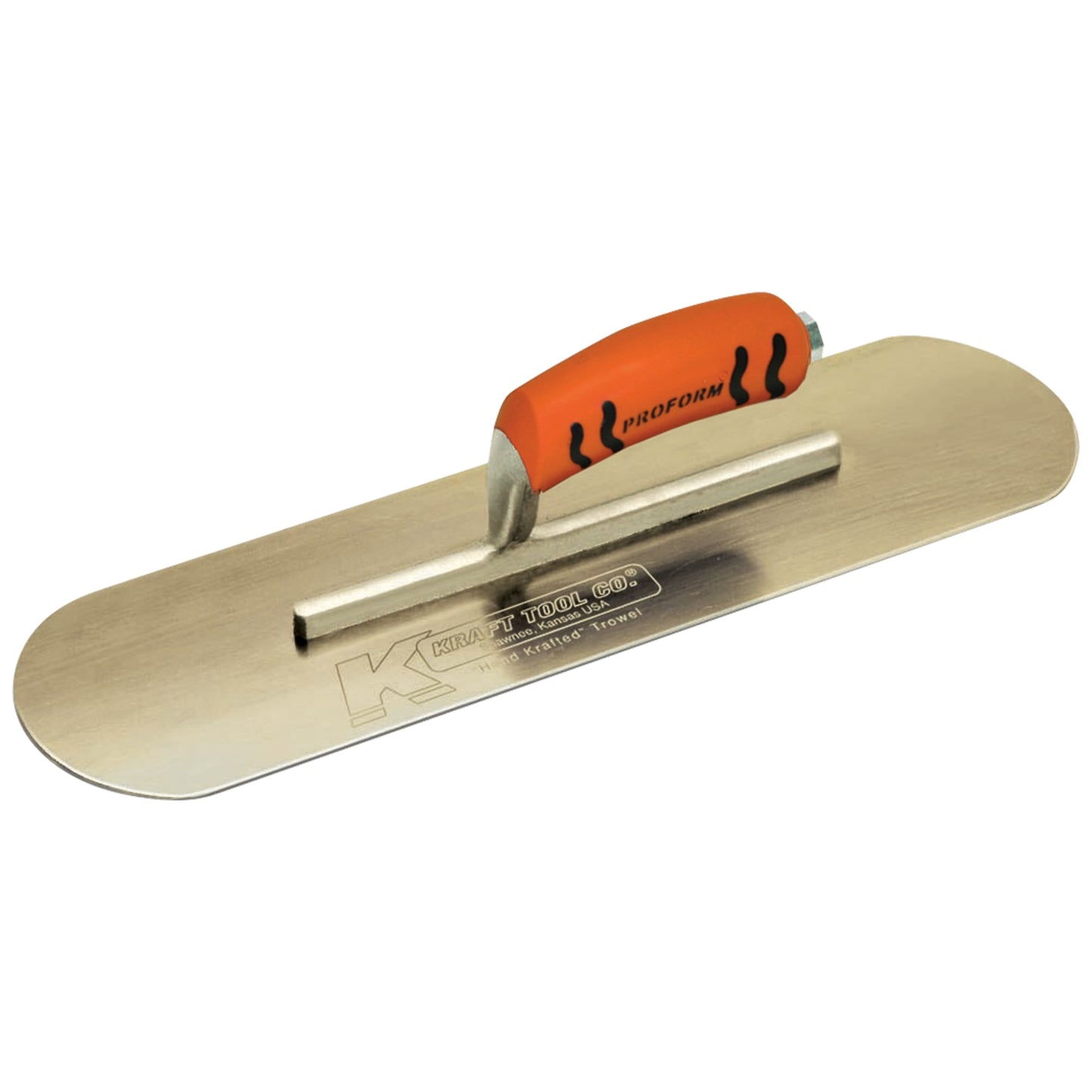 Kraft 16" x 4" Golden Stainless-Steel Pool Trowel with a ProForm® Handle on a Short Shank
